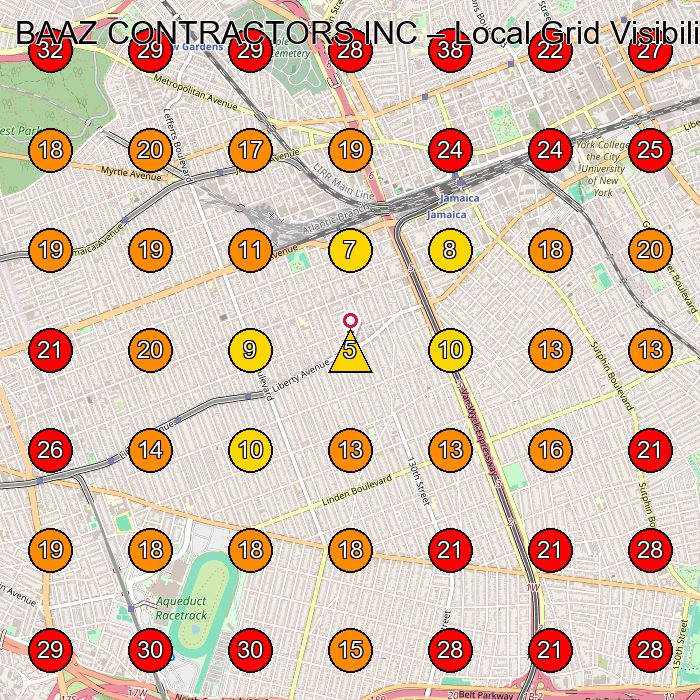 BAAZ CONTRACTORS INC GeoGrid visibility map for Dumpster Rental Service in Queens